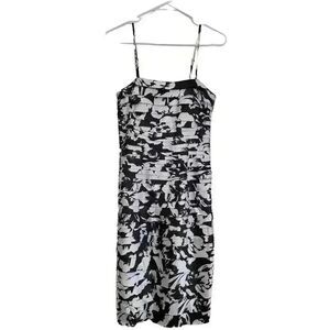 White House Black Market Women's Black & White Poly/Spandex Spaghetti Strap Dres